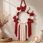 Crimson & Ivory Macrame Wreath Wall Hanging