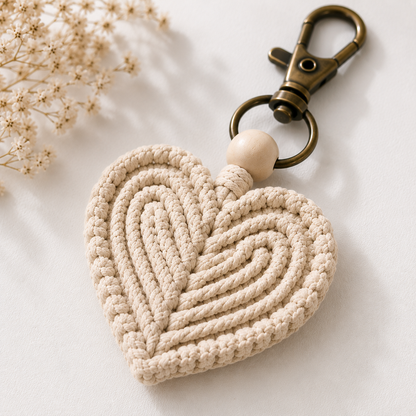 Macrame Heart Keychain Set