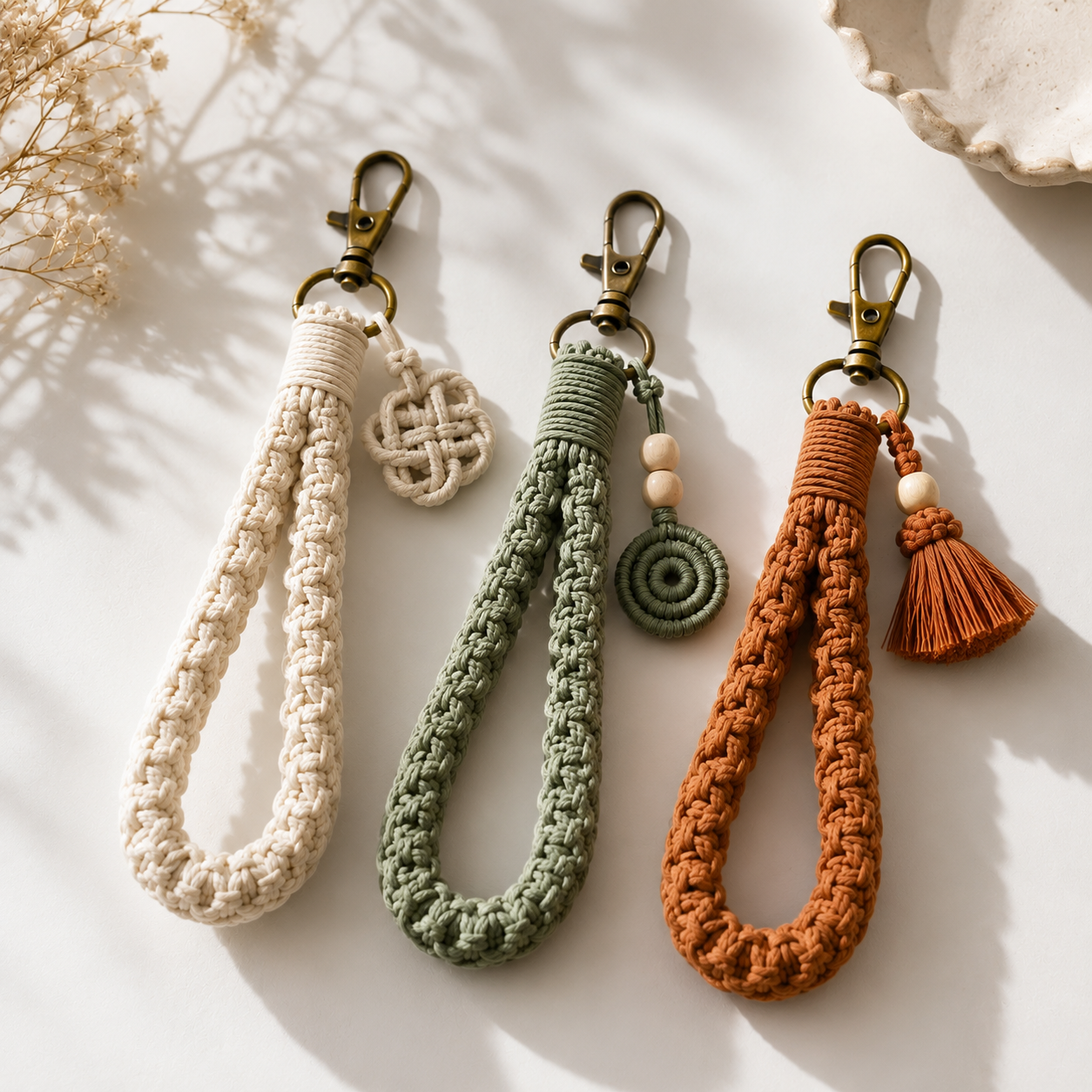 Macrame Wristlet Keychain Set