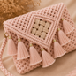 The Rosé Gold Clutch - Handcrafted Macrame Bag