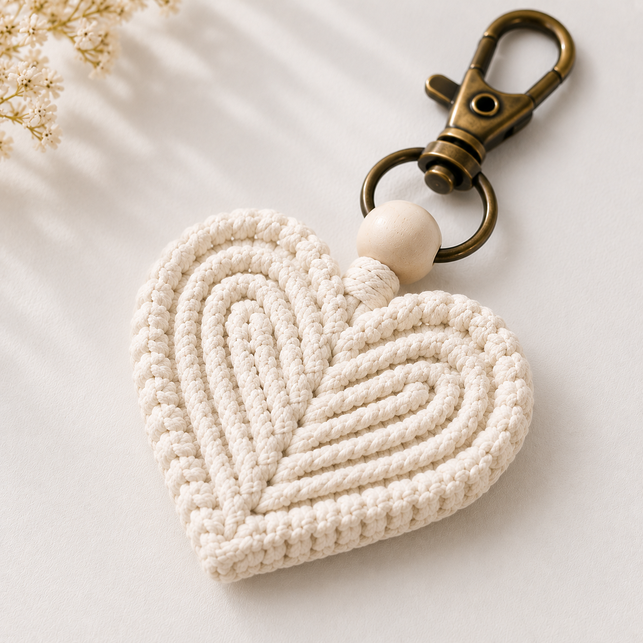 Macrame Heart Keychain Set