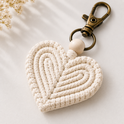 Macrame Heart Keychain Set
