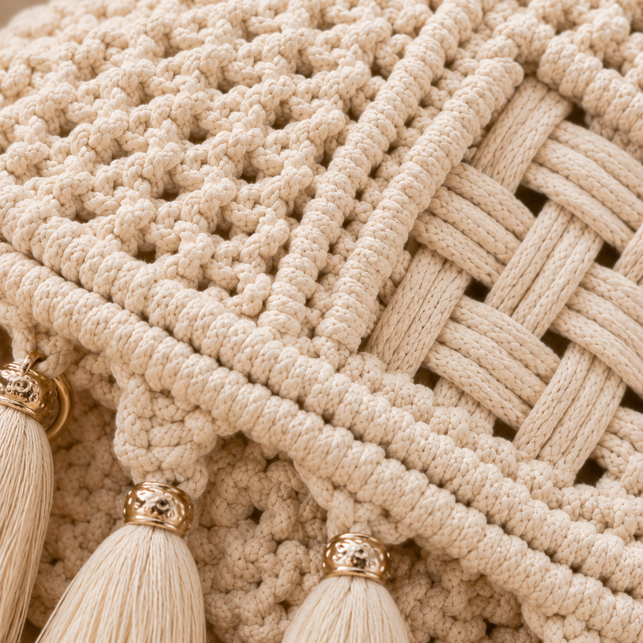 Natural Ivory Macrame Clutch