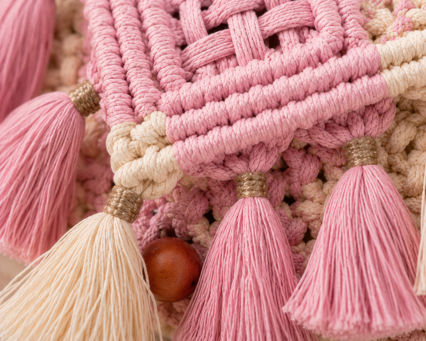 Blush Pink & Ivory Macrame Clutch
