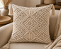 Natural Macrame Diamond Cushion Cover with Corner Tassels & Beads