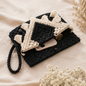 Black & Ivory Macrame Clutch