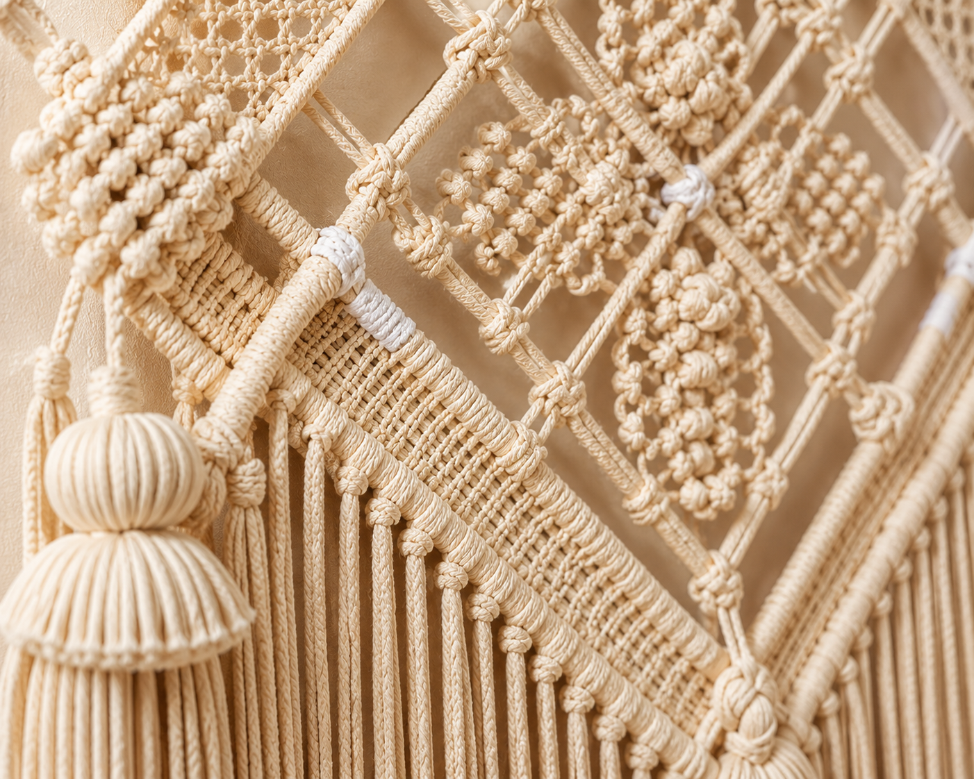 Natural Diamond Pattern Macrame Wall Hanging