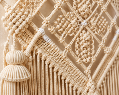 Natural Diamond Pattern Macrame Wall Hanging