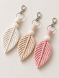 Macrame Leaf Keychain - Ivory, Beige & Blush Pink (Set of 3)